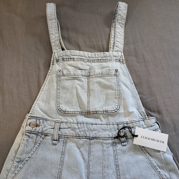 WeWoreWhat Slit Overalls Jumpsuit Jean Demim - Picture 3 of 9